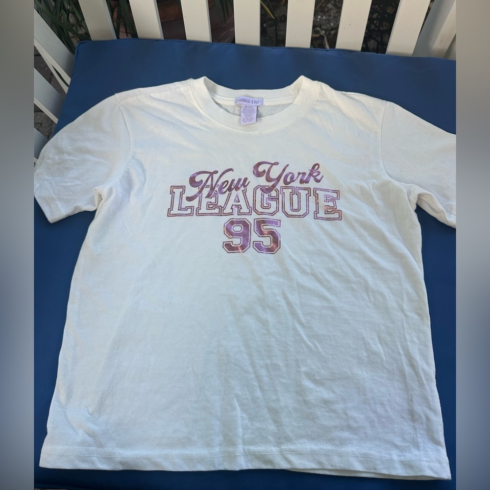 Kids White Graphic Tee with Pink Accents